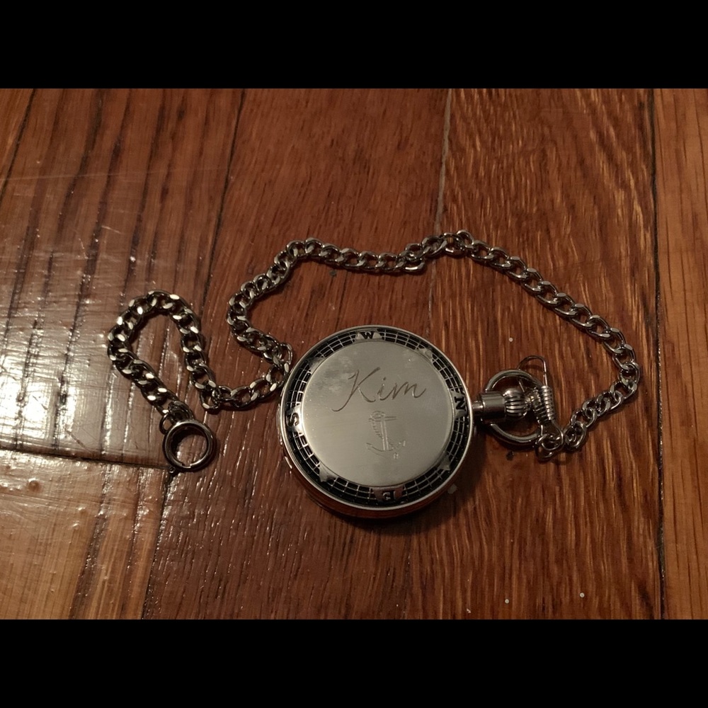 Kim engraved personal anchor pocket watch navy custom gift Christmas nautical - Picture 2 of 7